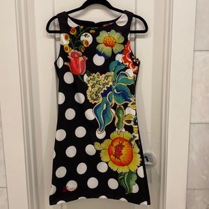 Desigual US 6, Black w/ pattern, Sheath Dress.